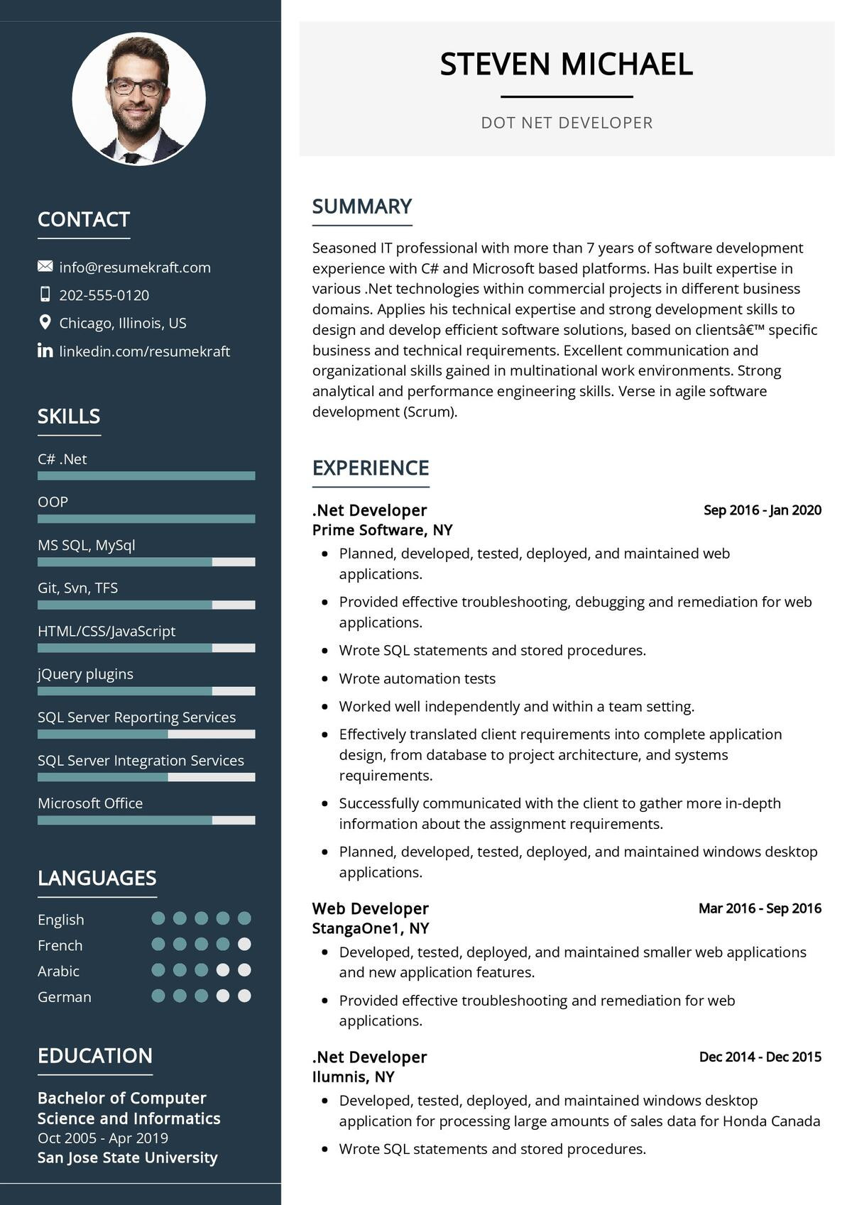 Entry Level asp Net Developer Resume Sample Dot Net Developer Cv Sample 2022 Writing Tips – Resumekraft