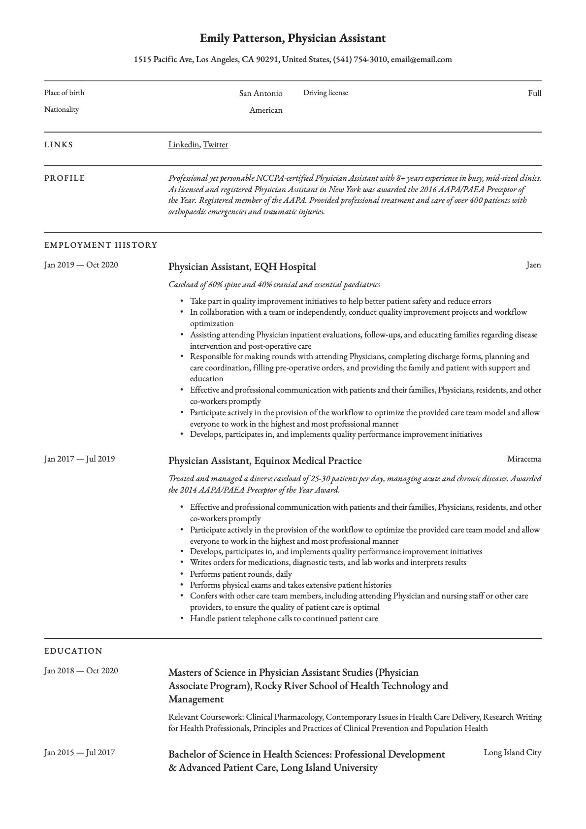 Interventional Radiology Physician assistent Resume Sample Physician assistant Resume & Tip Guide  20 Free Templates