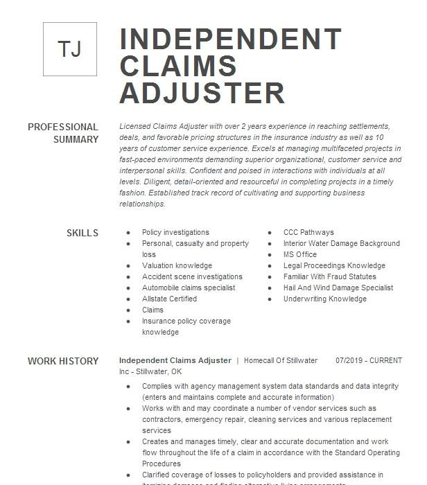 Sample Resume for Entry Level Claims Adjuster Entry Level Insurance Claims Adjuster Resume Sample