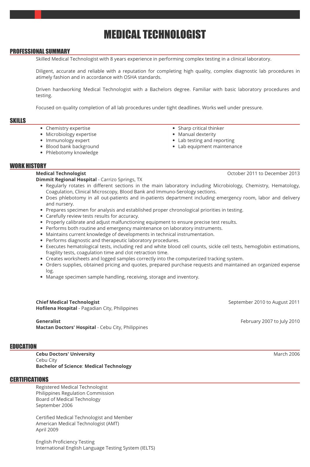 Sample Resume for Radiologic Technologist Philippines Resume Samples for Healthcare Workers In the Philippines â Filipiknow