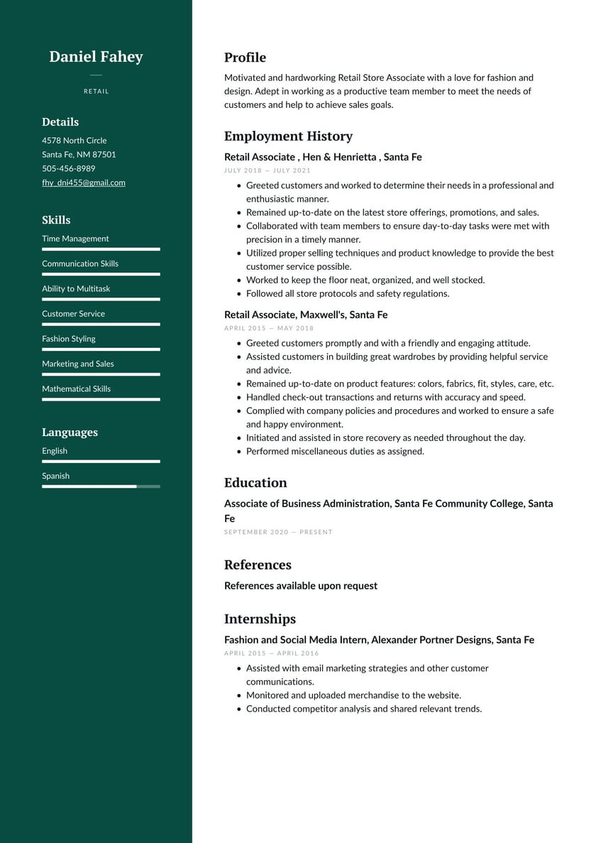 Sample Resume with Retail Sales Experience Retail Resume Examples & Writing Tips 2022 (free Guide) Â· Resume.io