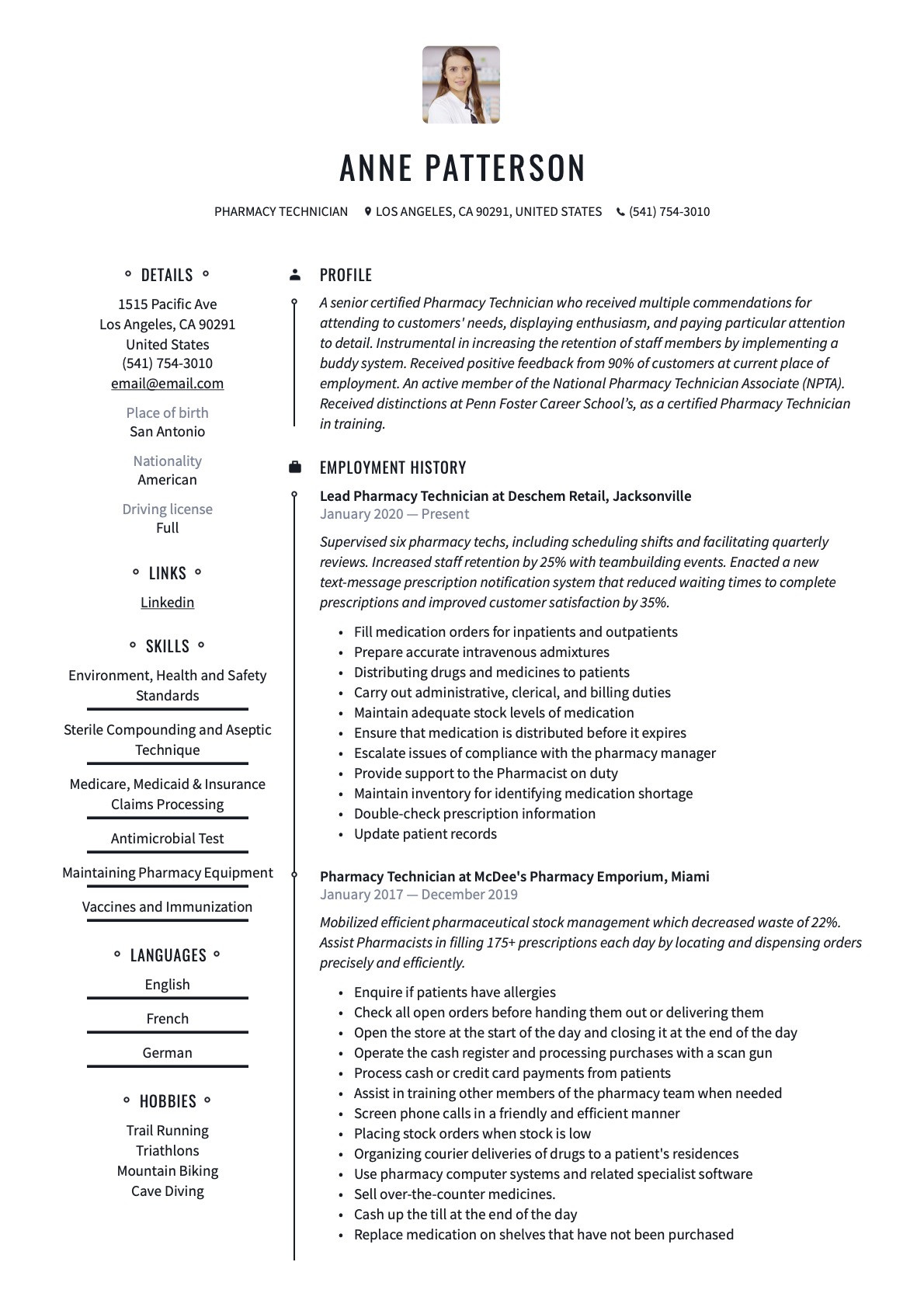 Sample Of A Pharmacy Tech Summary On Resume Pharmacy Technician Resume Writing Guide  20 Examples