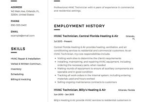 Air Conditioning Technician assistant Resume Samples Hvac Technician Resume & Guide   12 Templates Pdf & Word