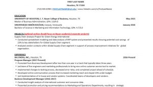 Bauer College Of Business Resume Template Bauer Mba and Ms Resume Template â Rockwell Career Center Bauer …
