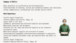 Central Sterile Processing Technician Sample Resume Sample Resume for Central Sterile Technician October 2021