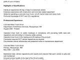 Class A Cdl Driver Resume Sample Driver Resumes: Concrete Mixer Truck Driver Resume Sample