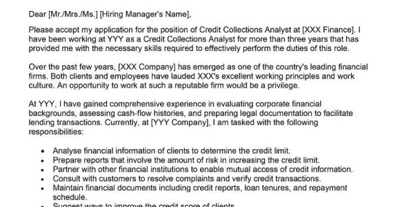 Credit and Collections Analyst Resume Sample Credit Collections Analyst Cover Letter Examples – Qwikresume