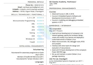 Embedded Systems Resume Sample for Freshers Sample Resume Of Embedded Systems Engineer with Template & Writing …