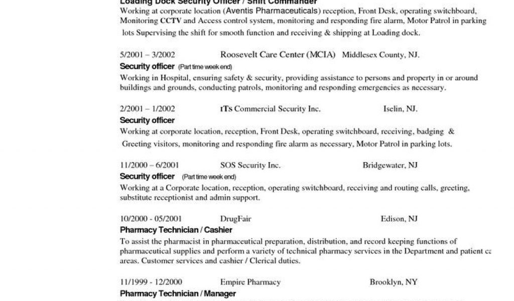 Entry Level Security Guard Resume Sample Entry Level Security Guard ...