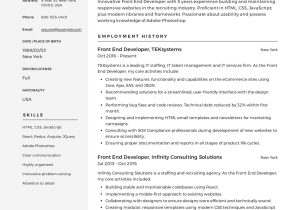 Few Lines Angular 4 Sample Resumes 17 Front-end Developer Resume Examples & Guide Pdf 2022