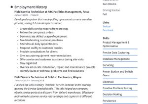 Field Service Engineer Trainee Resume Sample Field Service Technician Resume & Guide  20 Examples 2022