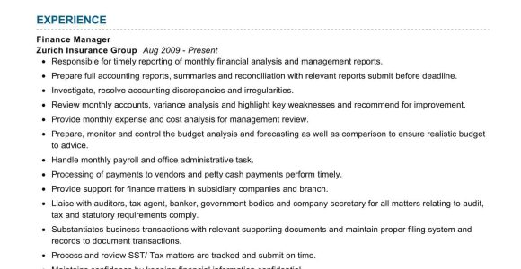 Finance and Insurance Manager Sample Resume Finance Manager Resume Sample 2022 Writing Tips – Resumekraft