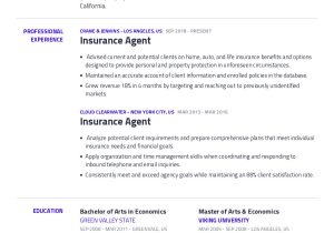 Finance and Insurance Manager Sample Resume Insurance Agent Resume Example with Content Sample Craftmycv