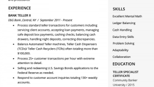 Free Sample Resume for Bank Teller Bank Teller Resume Sample & Writing Tips