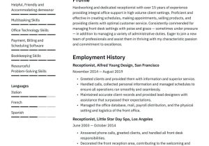 Functional Sample Resume for Front Desk Receptionist Receptionist Resume Examples & Writing Tips 2022 (free Guide)