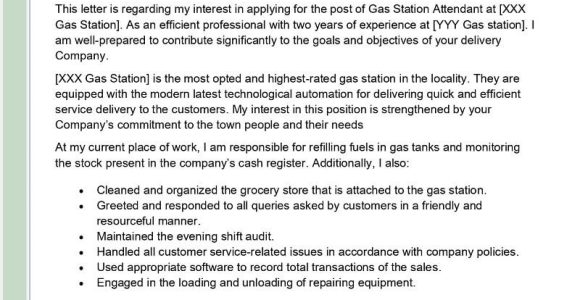 Gas Station attendant Job Description Resume Sample Gas Station attendant Cover Letter Examples – Qwikresume