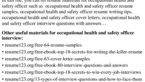 Health and Safety Officer Resume Sample top 8 Occupational Health and Safety Officer Resume Samples