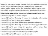 High School Science Teacher Resume Samples top 8 High School Science Teacher Resume Samples