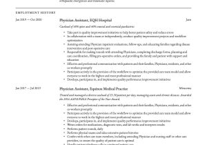 Interventional Radiology Physician assistent Resume Sample Physician assistant Resume & Tip Guide  20 Free Templates