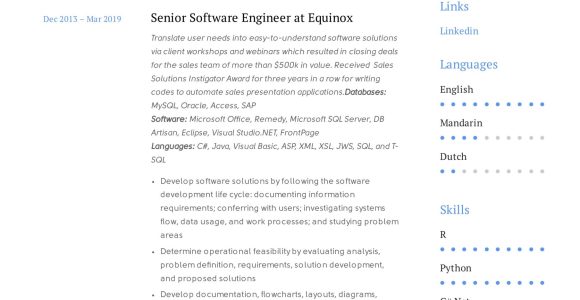 Kickresume Senior software Engineer Resume Sample with 15 Years Experience software Engineer Sample Resume