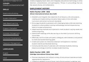 Math Teacher Resume Sample In India Sample Resume Of Maths Teacher with Template & Writing Guide …