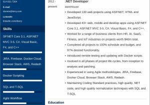 Net Mvc Experience with Sql Resume Samples Net Developer Resumeâsample and 25lancarrezekiq Writing Tips