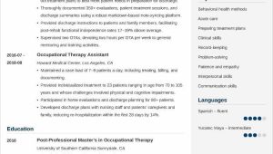 New Grad Occupational therapist Resume Sample Occupational therapy Resumeâexamples (lancarrezekiq New Grads)