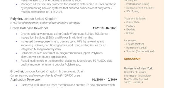 Oracle Financials Hr Ba Sample Resume 3 oracle Resume Examples for 2022 Resume Worded