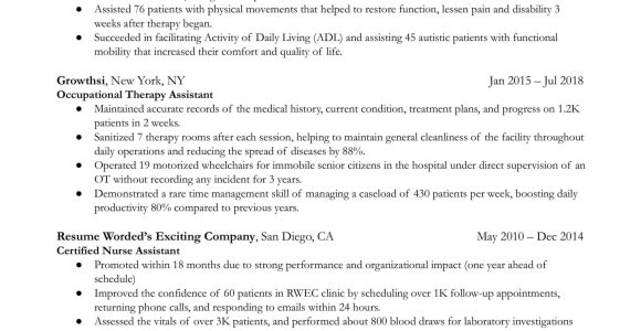 Prn Occupational therapy assistant Resume Sample Registered Nurse Resume Example for 2022 Resume Worded