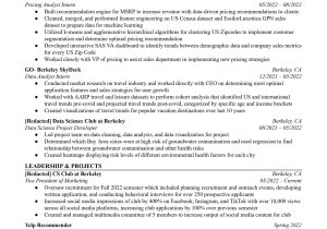 Relevent Course Work Resume Samples Uc Berkley Current Data Science Major at Uc Berkeley Graduating In Fall 2023 …