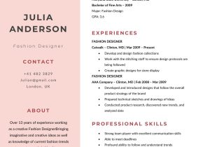 Resume Sample for University Application Fashion Design Free Fashion Designer Resume Template Fashion Designer Resume …