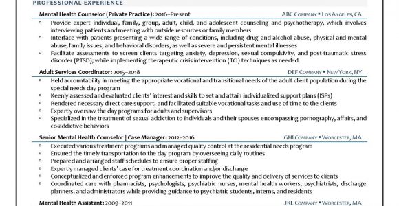 Resume Samples for Mental Health Counselors Mental Health Counselor Resume Example Resume4dummies