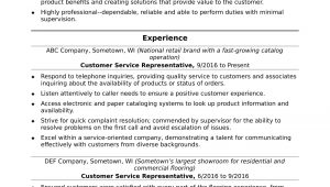 Resume Templates for Customer Service Jobs Customer Service Representative Resume Sample Monster.com