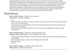 Ruby On Rails Developer Resume Sample Ruby On Rails Developer Resume Generator & Samples Rocket Resume