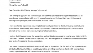 Sample Cover Letter for Cosmetology Resume Cosmetologist Cover Letter