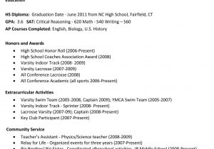 Sample High School Resume for College Application Sample High School Resume for College App – High School Resume …