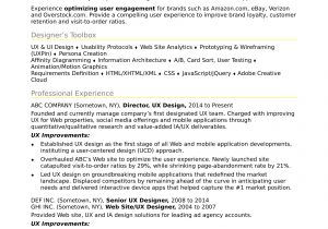 Sample Of Resume for Experienced Person Sample Resume for An Experienced Ux Designer Monster.com