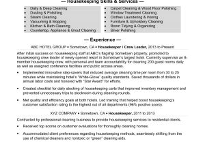 Sample Of Resume for Residential Care Worker Housekeeping Resume Monster.com