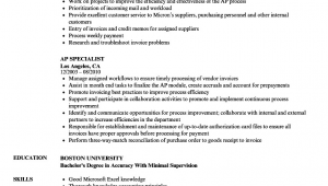 Sample Resume for Accounts Payable Specialist Accounts Payable Specialist Resume