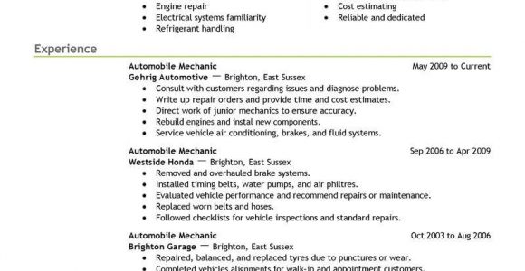 Sample Resume for Auto Mechanic Technician Best Mechanic Resume Example Livecareer Resume Objective …