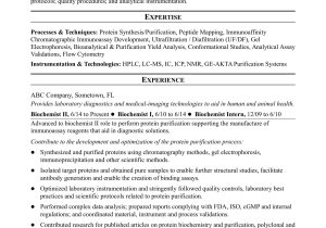 Sample Resume for Bsc Biochemistry Freshers Biochemistry Resume