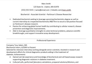 Sample Resume for Bsc Biochemistry Freshers Biochemistry Resume Sample Monster.com