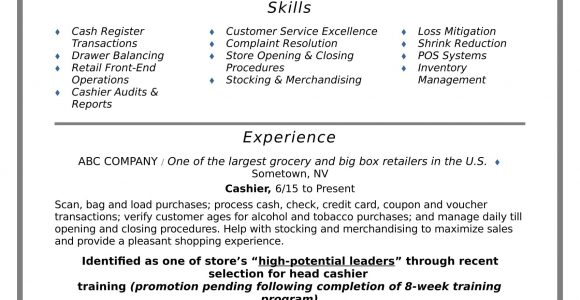Sample Resume for Cashier Job with No Experience Cashier Resume Sample Monster.com