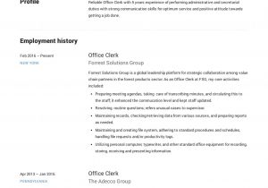 Sample Resume for Clerical Office Work Office Clerk Resume No Experience October 2021