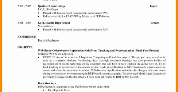 Sample Resume for Computer Science Fresh Graduate Pdf Entry Level Computer Science Resume Elegant 8 Cv Sample for Fresh …