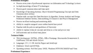 Sample Resume for Computer Science Lecturer Sample Information Technology Lecturer Resume – Id:5c13089cb82c8