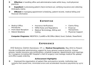 Sample Resume for Entry Level Medical Receptionist Medical Receptionist Resume Sample Monster.com