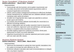 Sample Resume for Experienced Business Analyst Business Analyst Resume Samples Karoosha