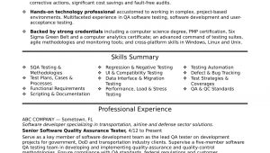 Sample Resume for Experienced software Test Engineer Experienced Qa software Tester Resume Sample