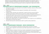 Sample Resume for Facility Maintenance Manager Facility Maintenance Manager Resume Samples